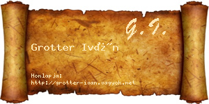 Grotter Iván névjegykártya